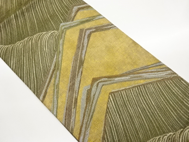 JAPANESE KIMONO / FUKURO OBI / PULPE CLOTH / GOLD FOIL / WOVEN MOUNTAIN SCENERY 